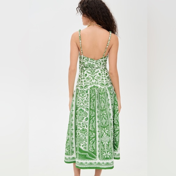 Farm Rio NWT Green Floral Tapestry Linen Midi Dress Size XL - Picture 10 of 10